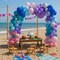 148pcs Stich Blue Purple Pink Balloon Arch Garland Kit Silver with Palm Leaves Foil Star for Hawaii Tropical Cartoon Summer Pool Theme Party Gender Reveal Decorations